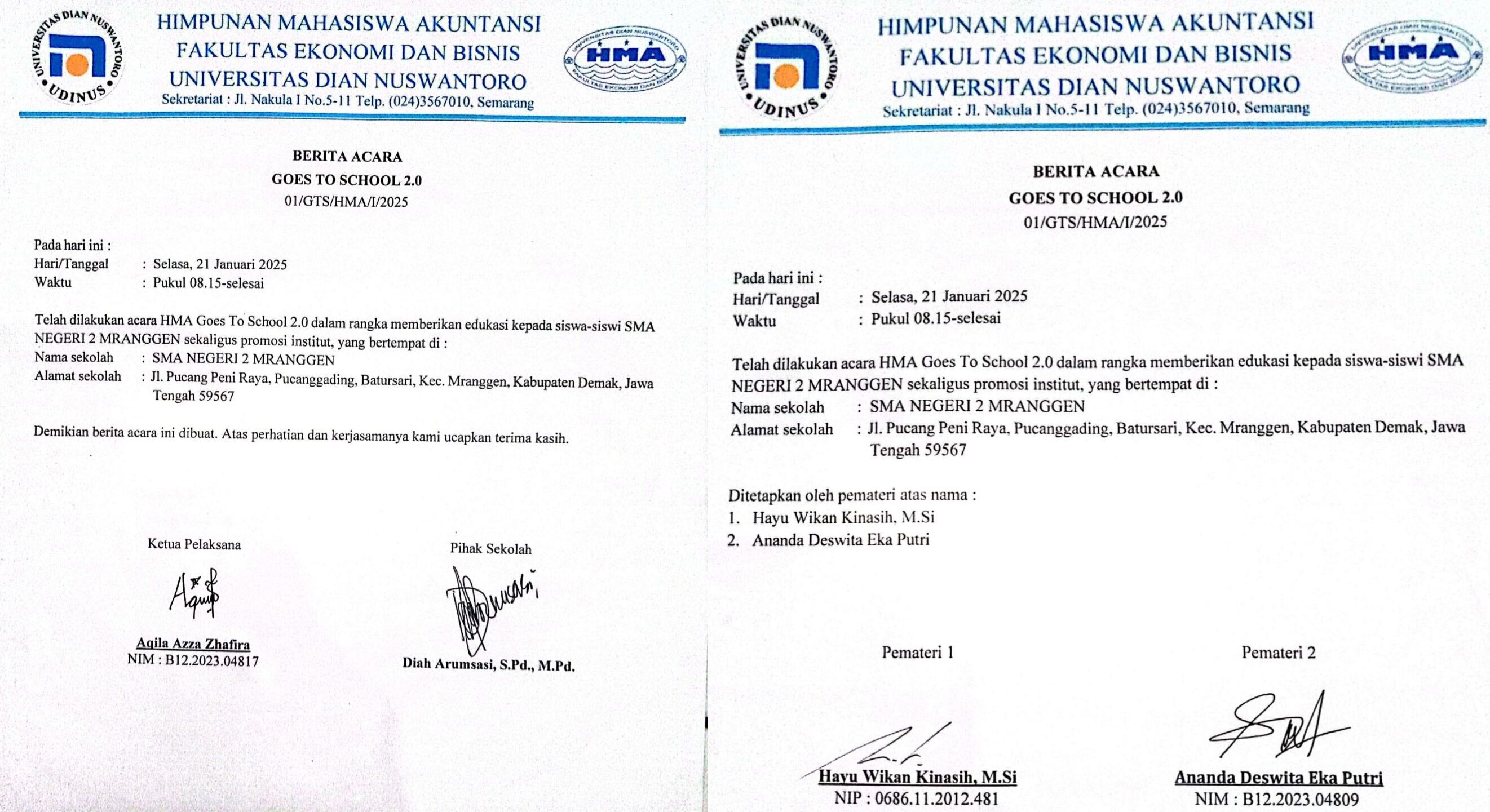 Berita Acara SMAN 2 Mranggen